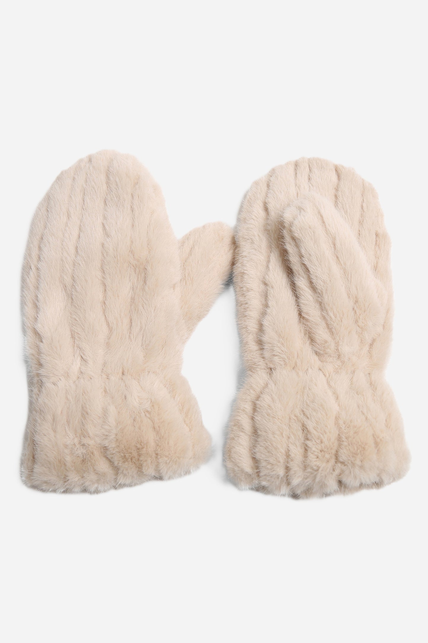 Seamed Faux Fur Mittens