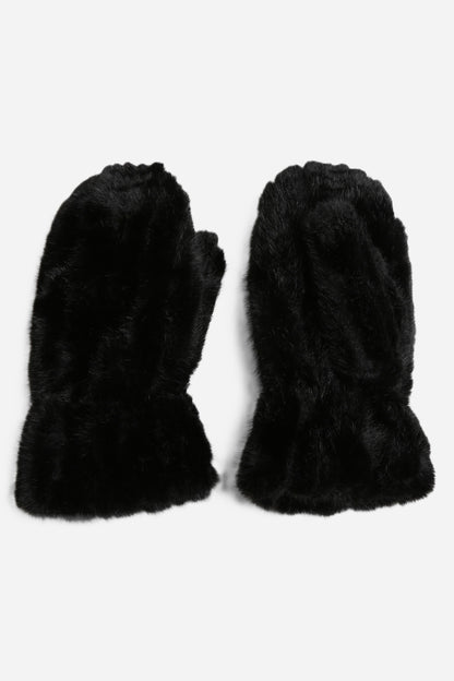 Seamed Faux Fur Mittens