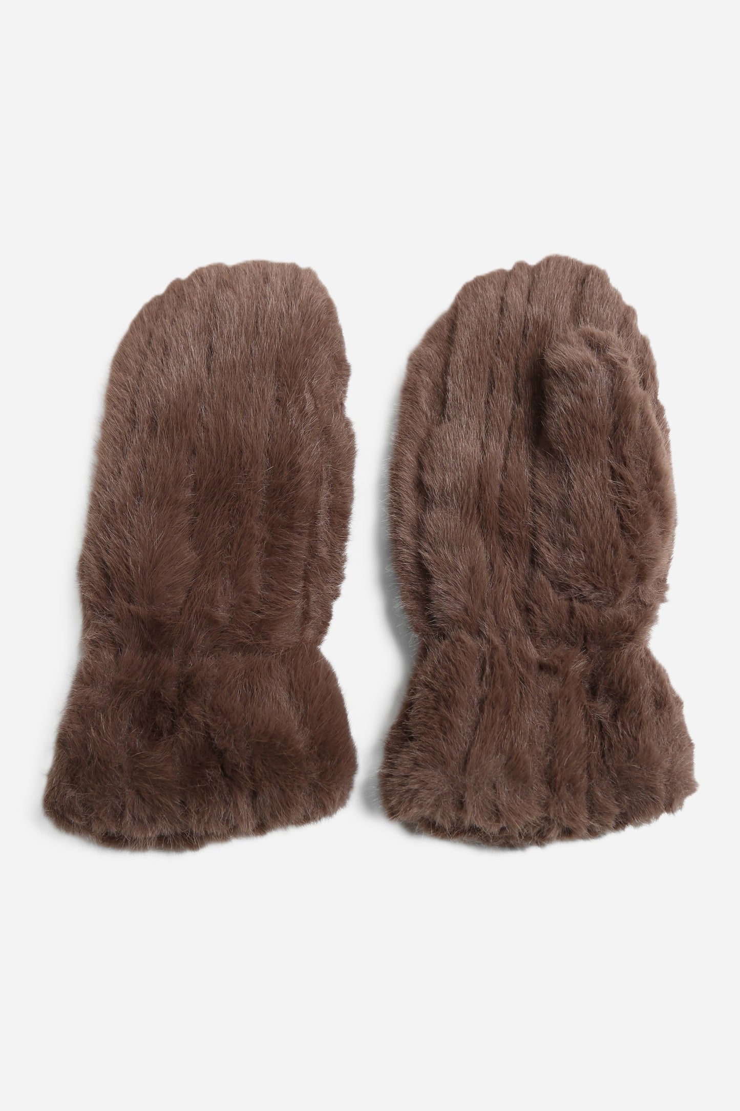 Seamed Faux Fur Mittens