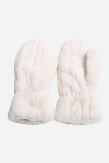 Seamed Faux Fur Mittens