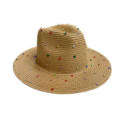 Miami Beach Rhinestone Straw Hat