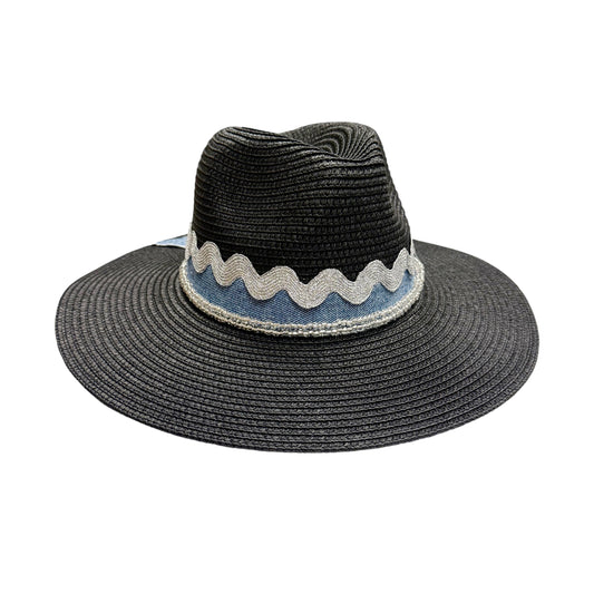 Silver Nikki Beach Black Classic Straw Hat