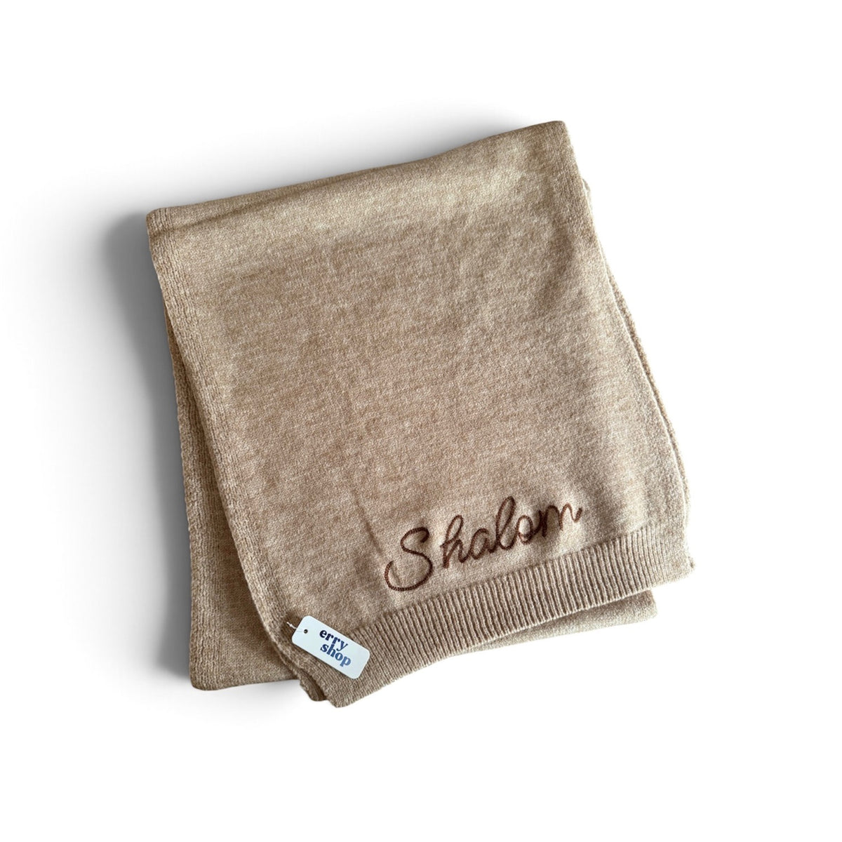 Embroidered Script Shalom Sweater Scarf