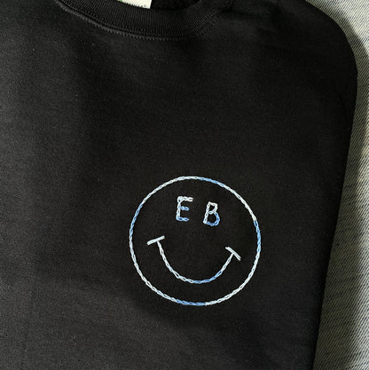 Custom Embroidered Smiley Initial Sweatshirt