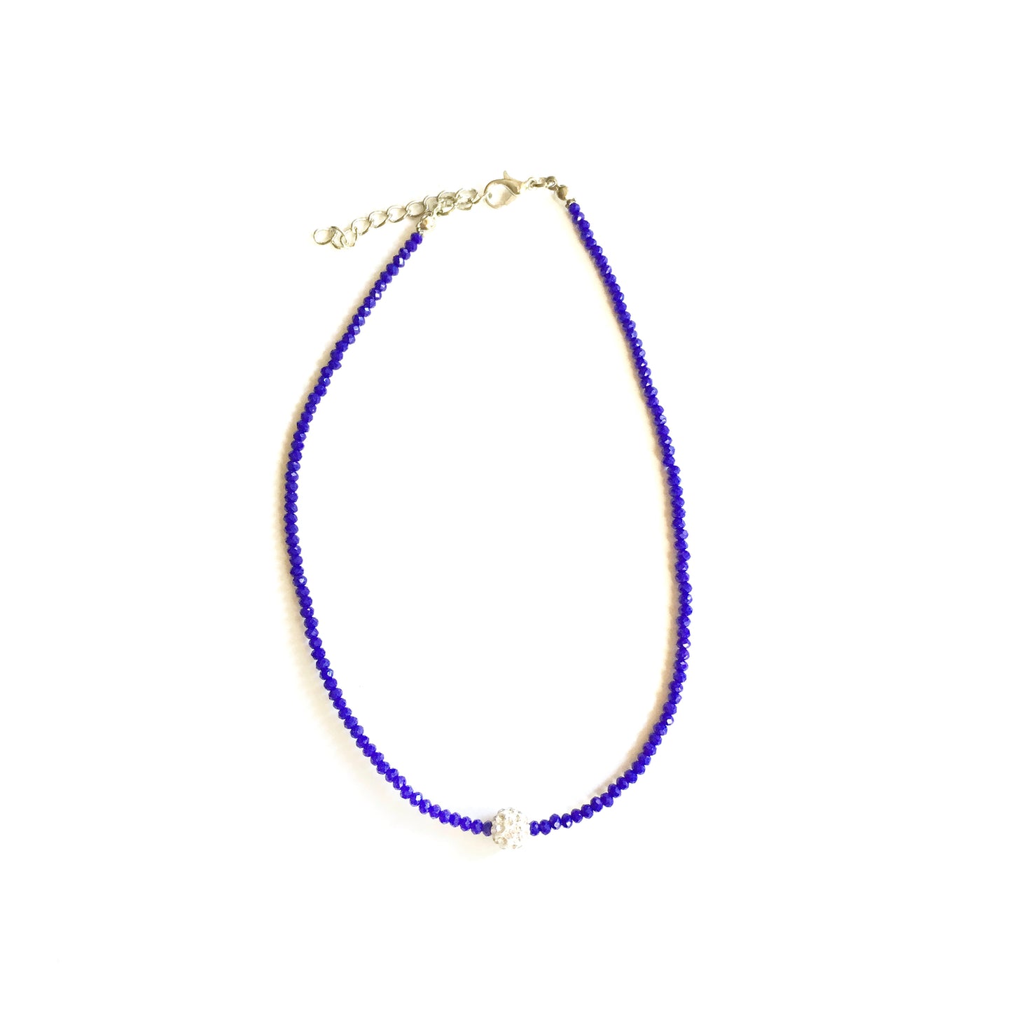 Blue & White Shamballa Beaded Choker